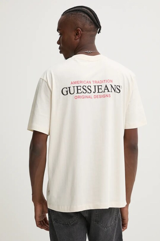 Хлопковая футболка Guess Jeans хлопок бежевый M4BI75.K8FQ4