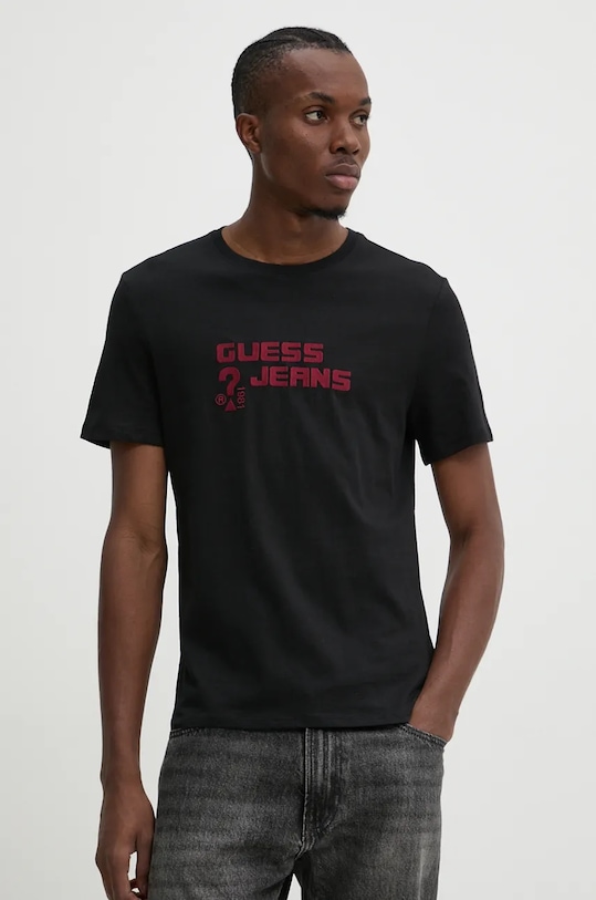 Guess Jeans tricou din bumbac imprimeu negru M4BI76.K8HM0