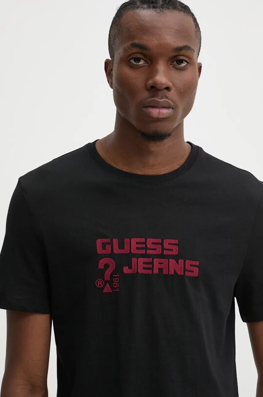 Памучна тениска Guess Jeans черен M4BI76.K8HM0