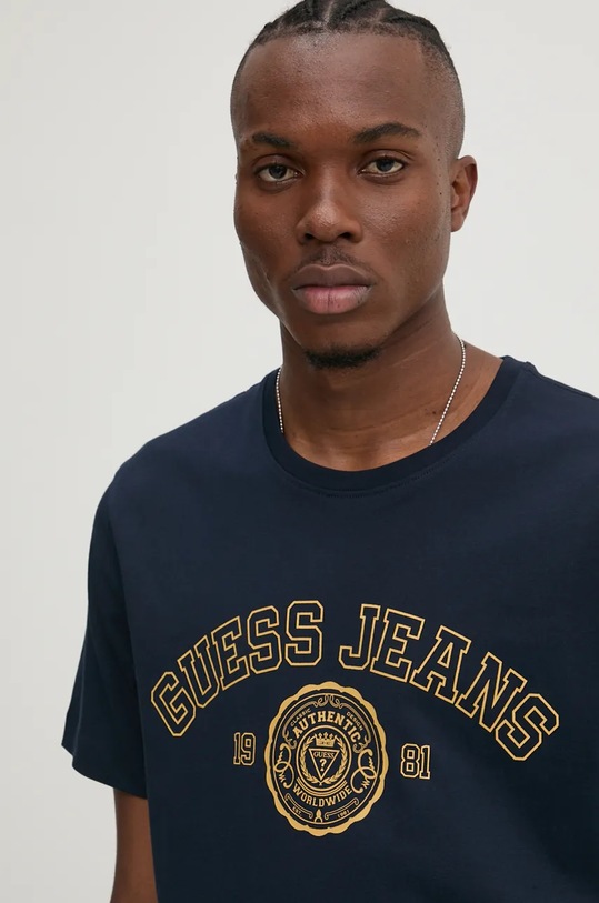 Bavlněné tričko Guess Jeans potisk námořnická modř M4BI83.K8FQ4