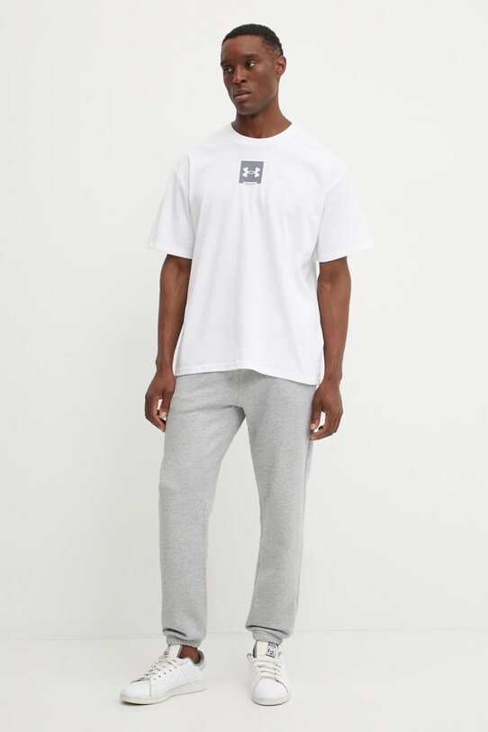 Under Armour t-shirt bawełniany HW OS BOX 1386803 biały SS25