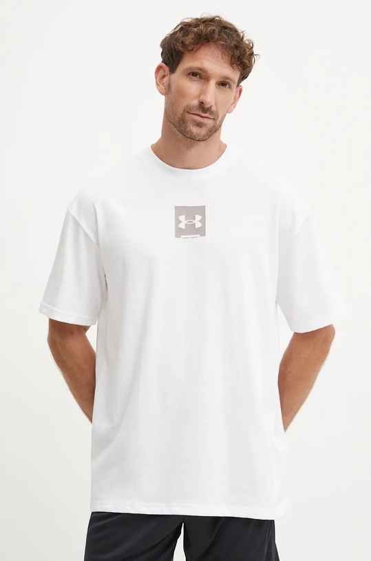 Under Armour tricou din bumbac HW OS BOX print alb 1386803