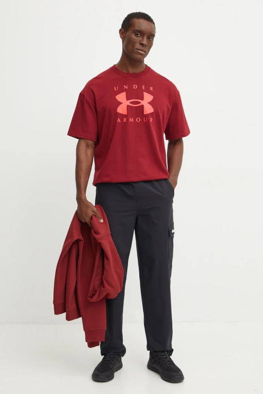 Under Armour t-shirt HW Branded 1389146 bordowy AW24