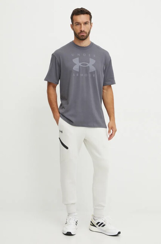 Under Armour tricou HW Branded 1389146 gri SS25