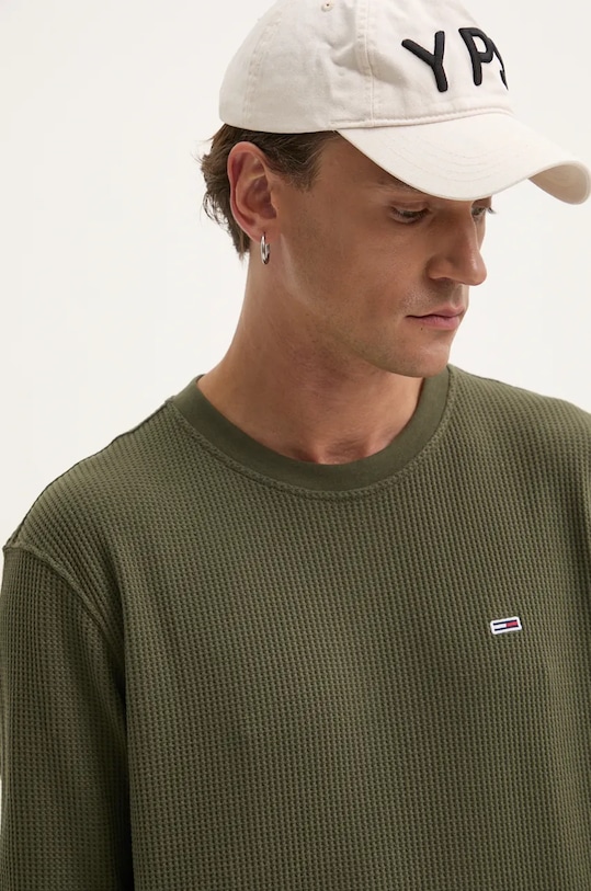 Tričko s dlouhým rukávem Tommy Jeans DM0DM19216 zelená AW24