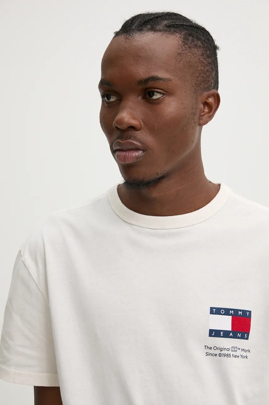 Bavlněné tričko Tommy Jeans béžová DM0DM19686