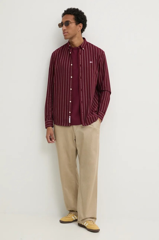 Tommy Jeans tricou din bumbac DM0DM19687 burgundia NC24