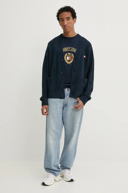 Tommy Jeans tricou din bumbac DM0DM19690 bleumarin NC24