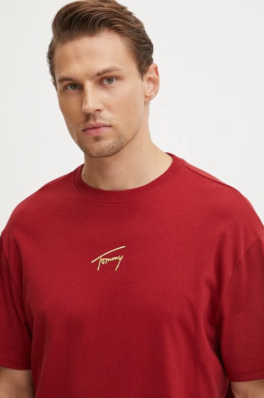 Tommy Jeans pamut póló pamut piros DM0DM19692