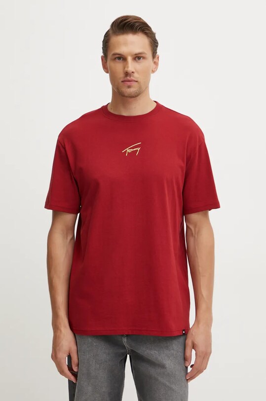 Ruházat Tommy Jeans pamut póló DM0DM19692 piros