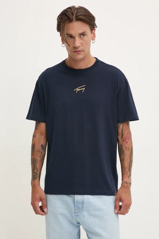 Tommy Jeans t-shirt bawełniany aplikacja granatowy DM0DM19692