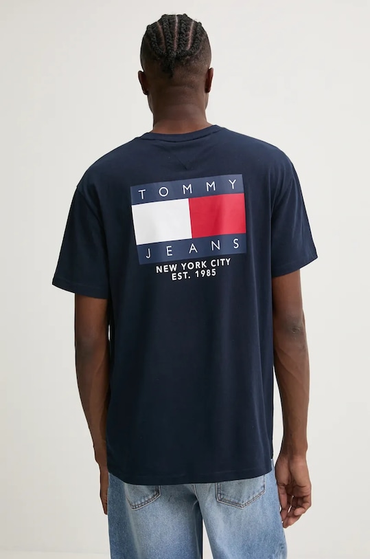 Tommy Jeans tricou din bumbac print bleumarin DM0DM19695