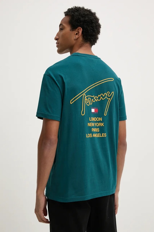 Бавовняна футболка Tommy Jeans regular бірюзовий DM0DM19698