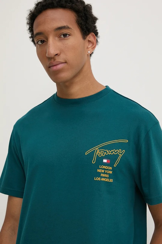 Одяг Бавовняна футболка Tommy Jeans DM0DM19698 бірюзовий