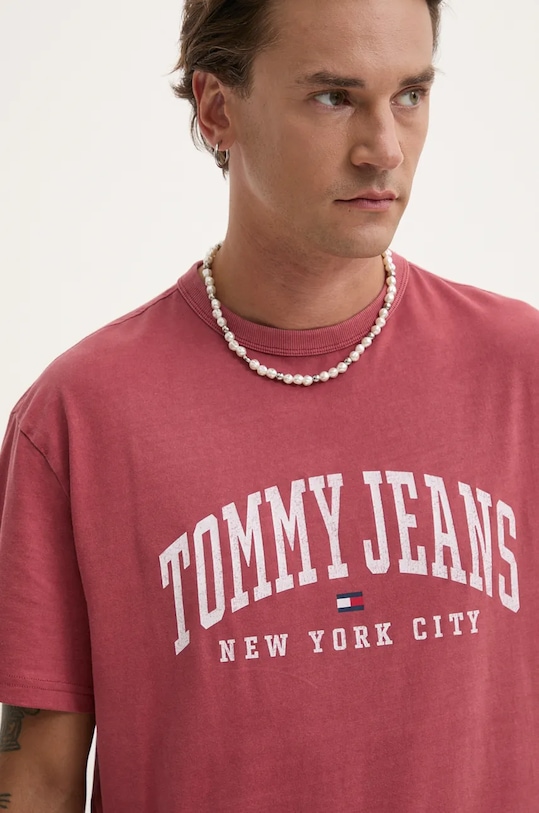 Tommy Jeans tricou din bumbac DM0DM19699 rosu AW24