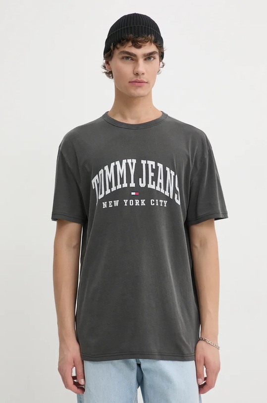 Bavlnené tričko Tommy Jeans sivá DM0DM19699