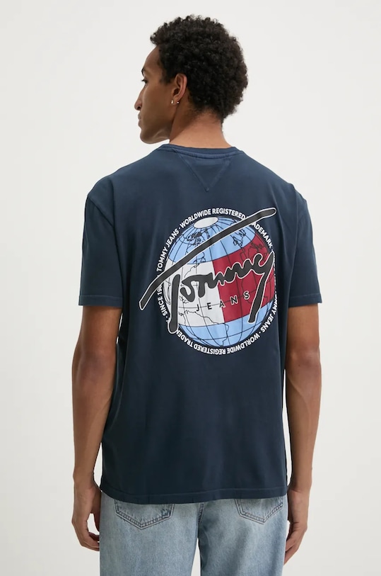 Tommy Jeans tricou din bumbac print bleumarin DM0DM19708