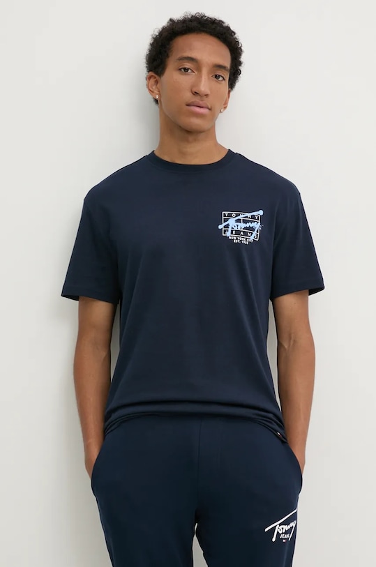 Tommy Jeans tricou din bumbac print bleumarin DM0DM20594
