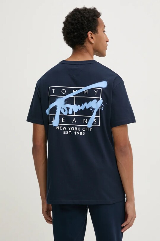 Îmbrăcăminte Tommy Jeans tricou din bumbac DM0DM20594 bleumarin