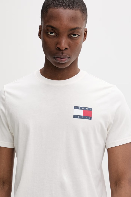 Tommy Jeans t-shirt męski bawełniany beżowy DM0DM20740