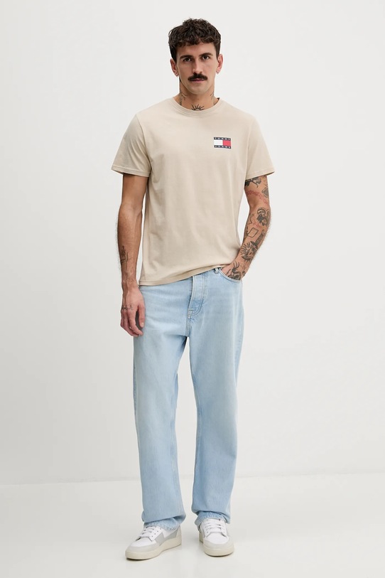 Tommy Jeans t-shirt bawełniany DM0DM20740 beżowy AA00