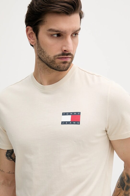 Бавовняна футболка Tommy Jeans бежевий DM0DM20740