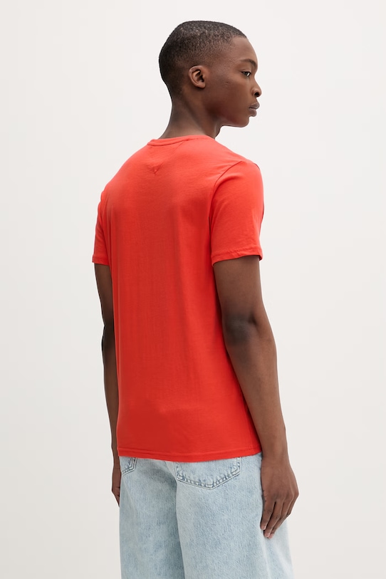 Odzież Tommy Jeans t-shirt męski bawełniany DM0DM20740 pomarańczowy