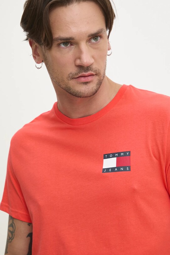 Bavlněné tričko Tommy Jeans oranžová DM0DM20740