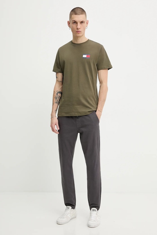 Хлопковая футболка Tommy Jeans DM0DM20740 зелёный AA00