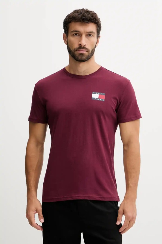 Tommy Jeans tricou din bumbac print burgundia DM0DM20740