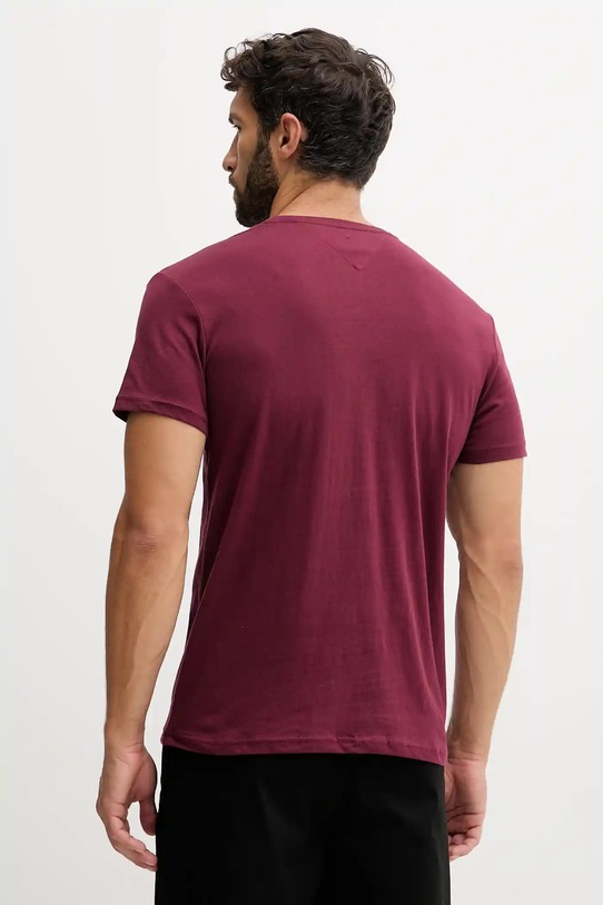 Tommy Jeans tricou din bumbac DM0DM20740 burgundia SS25