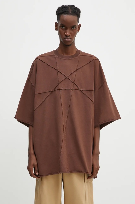 Rick Owens cotton t-shirt Tommy T relaxed brown DU02D2259.RIGET1