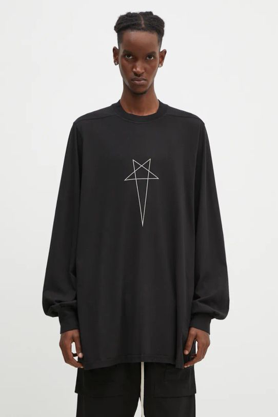 Rick Owens longsleeve bawełniany Jumbo Longsleeve T nadruk czarny DU02D2261.RNEP3