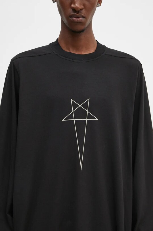 Rick Owens longsleeve bawełniany Jumbo Longsleeve T czarny DU02D2261.RNEP3
