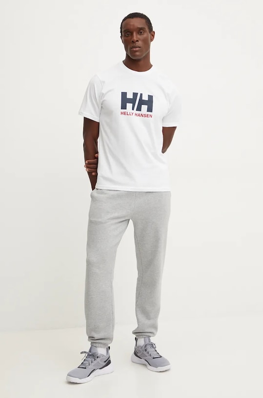 Pamučna majica Helly Hansen HH LOGO 30396 bijela AW24
