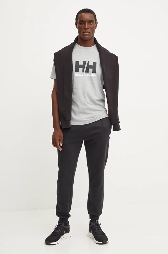 Хлопковая футболка Helly Hansen HH LOGO 30396 серый AW24