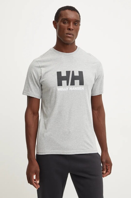 Одежда Хлопковая футболка Helly Hansen HH LOGO 30396 серый