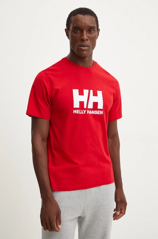 Bavlnené tričko Helly Hansen HH LOGO 30396 červená AW24
