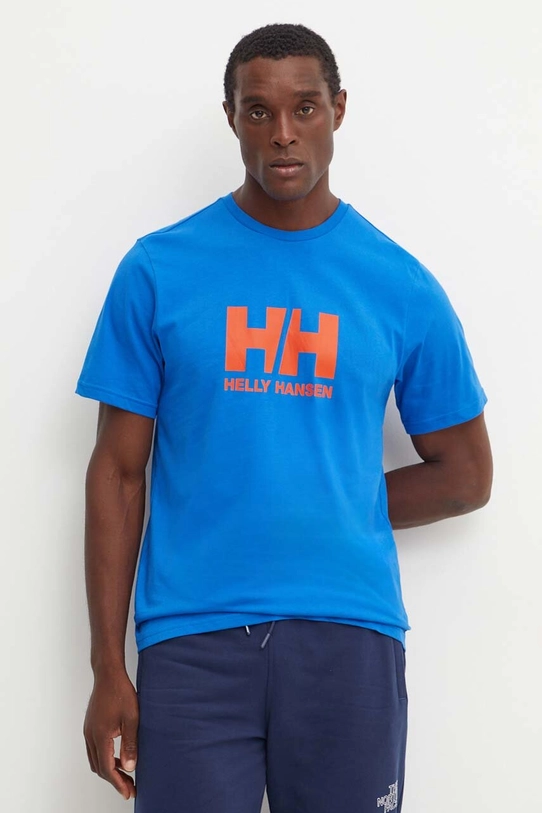 Бавовняна футболка Helly Hansen HH LOGO блакитний 30396