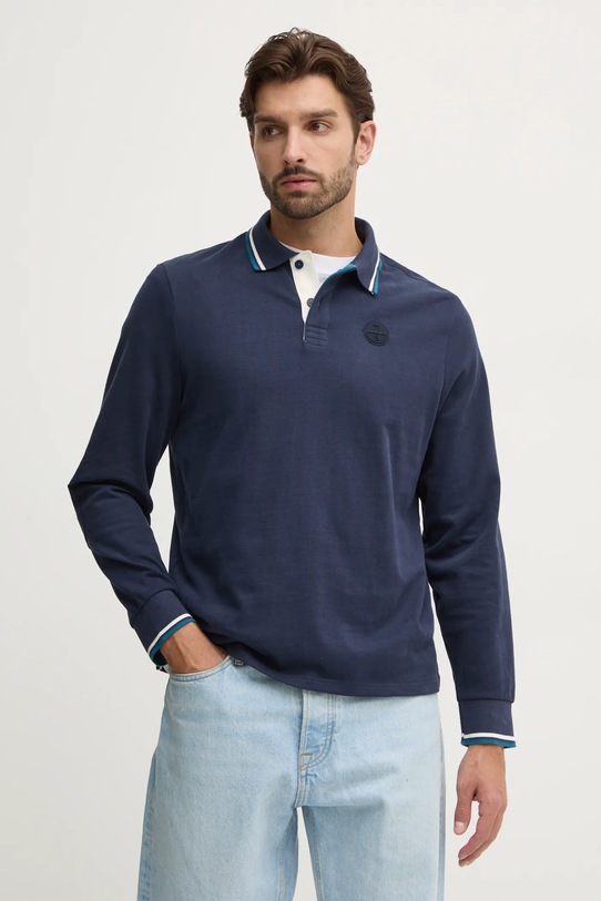 Bavlněné tričko s dlouhým rukávem North Sails hladký námořnická modř 692336