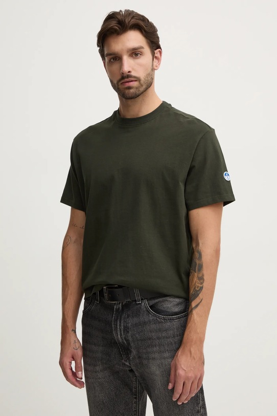 North Sails tricou din bumbac uni verde 692848