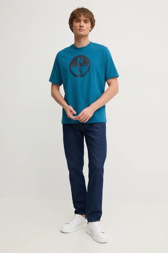 Bavlněné tričko North Sails 692972 tyrkysová AW24