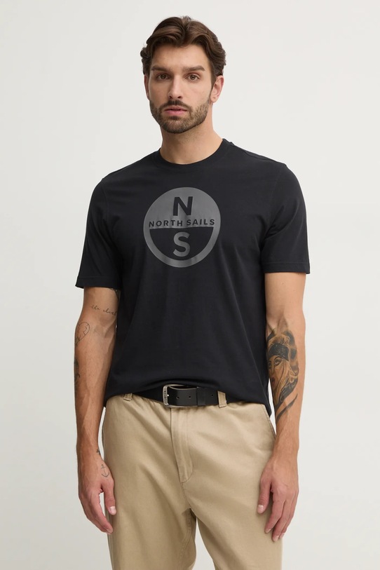 North Sails t-shirt in cotone sovrastampa nero 692972