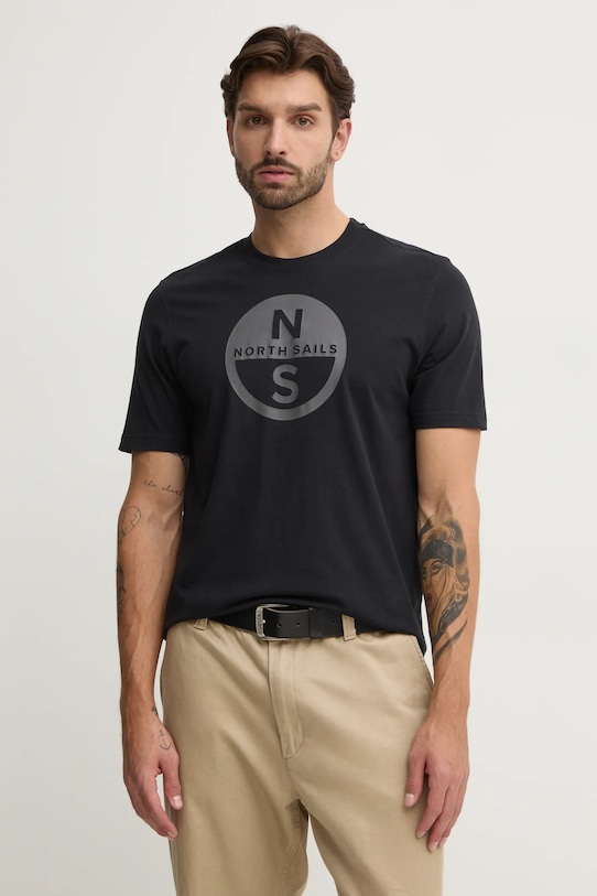 North Sails t-shirt in cotone sovrastampa nero 692972
