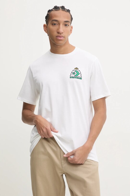 Odzież Converse t-shirt bawełniany 10026673.A02 beżowy