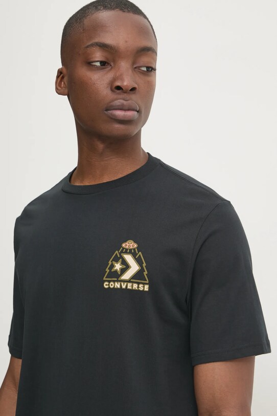 Bavlněné tričko Converse černá 10026673.A01