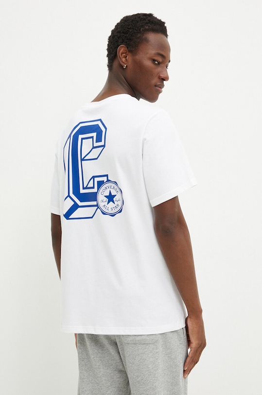 Bavlněné tričko Converse potisk bílá 10026700.A02