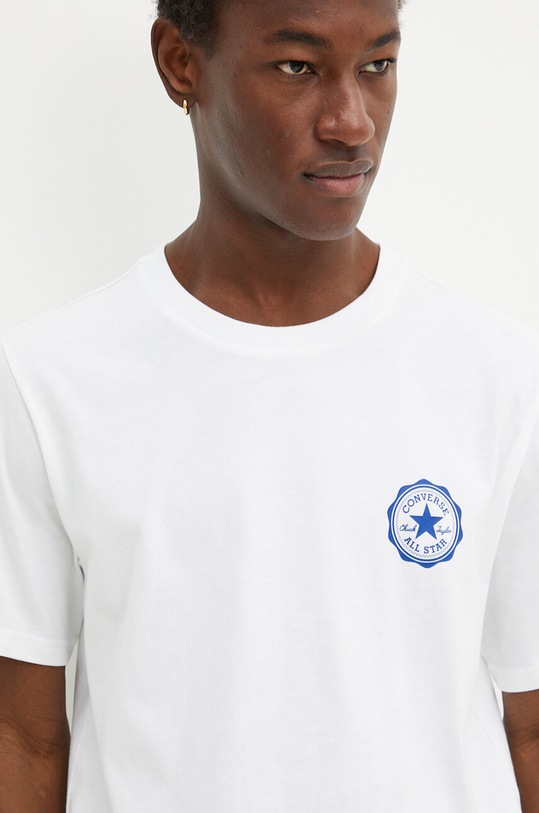 Bavlněné tričko Converse bílá 10026700.A02