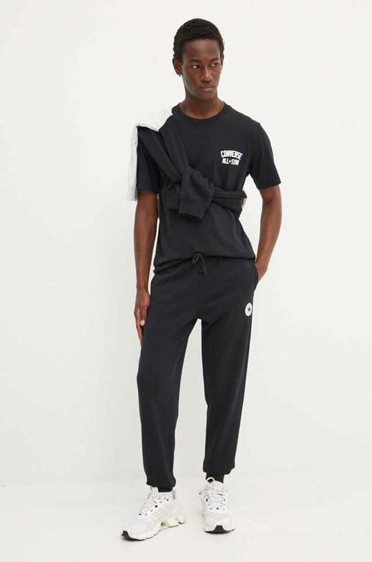 Converse tricou din bumbac 10027107.A01 negru AW24