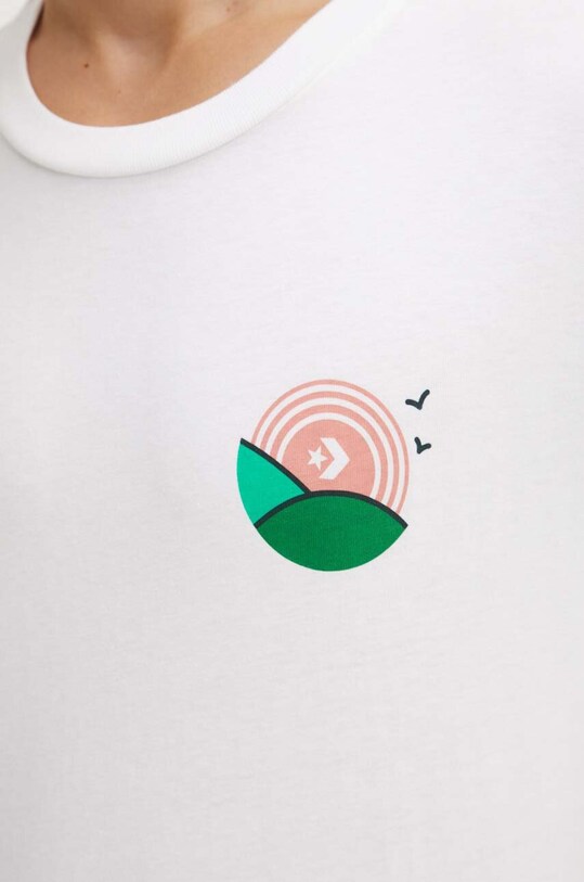 Βαμβακερό μπλουζάκι Converse 10026672.A01 λευκό